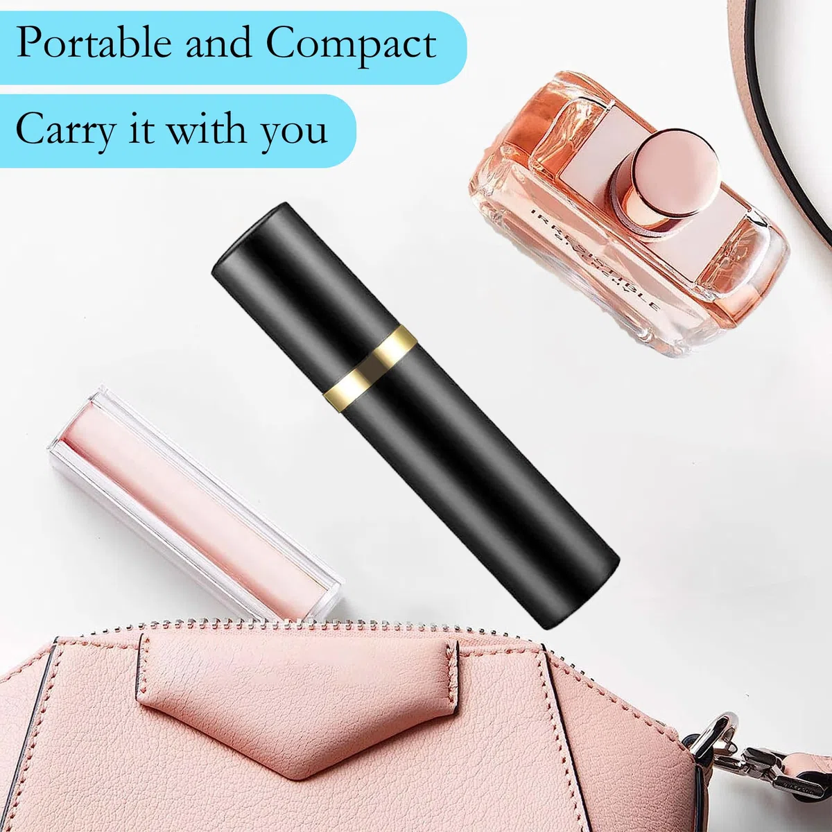 Rozpylacz do perfum, wielokrotnego napełniania, 10 ml, szczelny, mini atomizer do perfum w podróży, aluminiowy dozownik perfum z 3 narzędziami do napełniania – Butelka Podróżna do Perfum