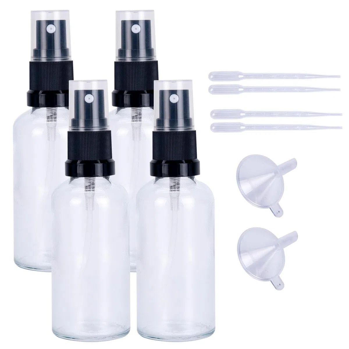 4 x spryskiwacz szklany mały 50 ml, małe szklane spryskiwacze do napełnienia, rozpylacze, puste