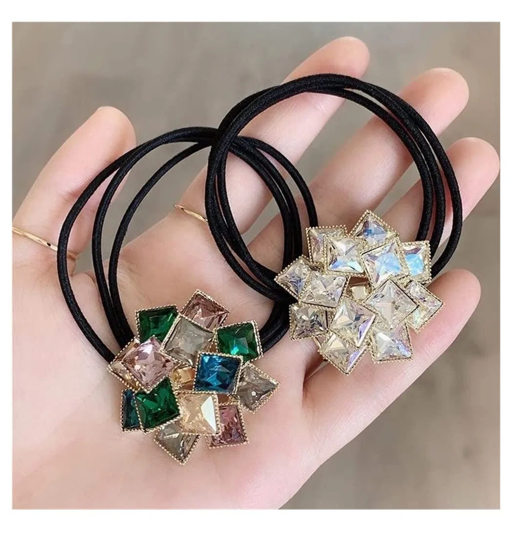 Miękkie Gumki Włosów 2 Szt. Moda Elastyczne Gumki Do Włosów Rhinestone Kucyk Holder Dla Dziewczynek Akcesoria