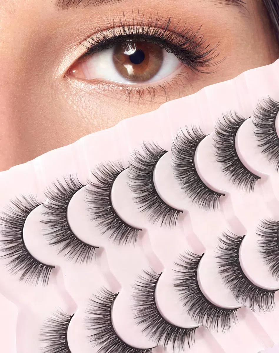 Naturalne rzęsy, Wispy Strip Lashes naturalny wygląd, sztuczne rzęsy wielokrotnego użytku, sztuczne rzęsy z norek, puszyste rzęsy