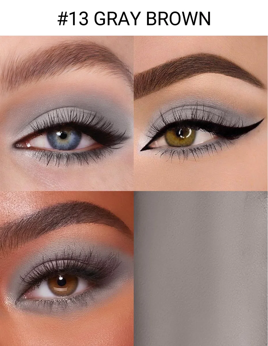 Erinde Matte kredka do cieni do powiek, matowa kredka do cieni do powiek, wodoodporna i długotrwała, kremowy Shimmer Crayon eyeliner, metaliczny błyszczący długopis do makijażu oczu #13 szary brązowy