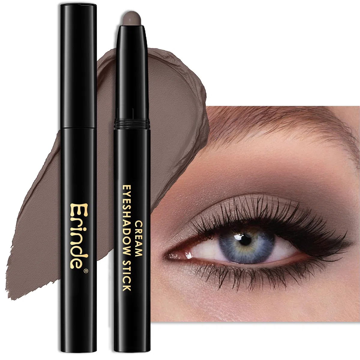 Erinde Matte kredka do cieni do powiek, matowa kredka do cieni do powiek, wodoodporna i długotrwała, kremowy Shimmer Crayon eyeliner, metaliczny błyszczący długopis do makijażu oczu #13 szary brązowy