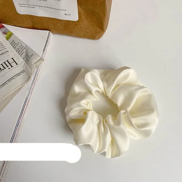 Kobiety jedwabne Scrunchie jednokolorowe elastyczne gumki do włosów satynowe gumki do włosów dziewczyny gumki do włosów kucyk Holder pałąk akcesoria do włosów-12 (4)