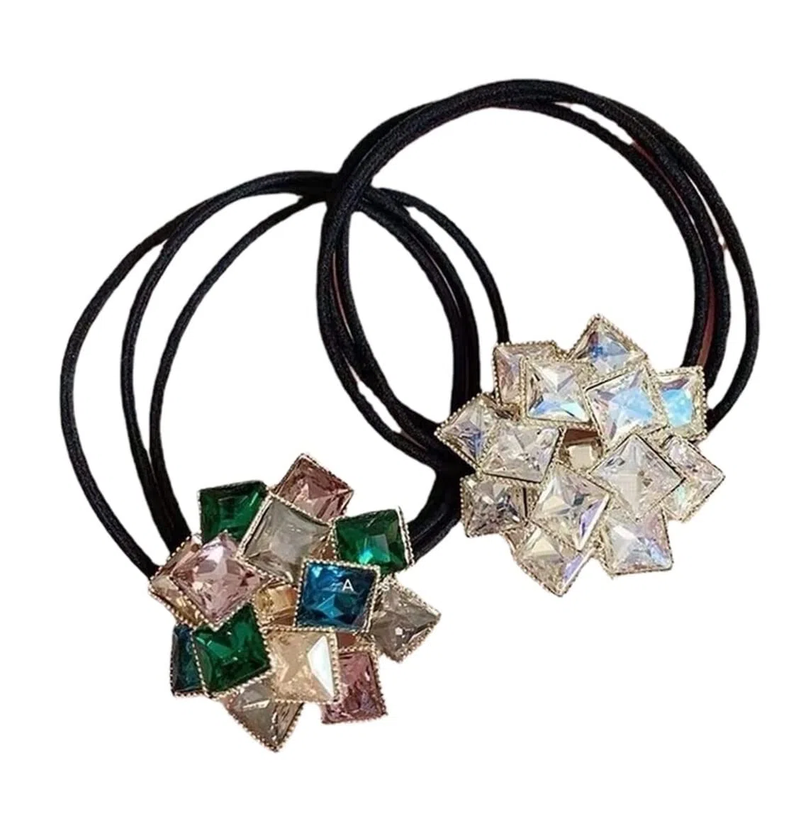 Miękkie Gumki Włosów 2 Szt. Moda Elastyczne Gumki Do Włosów Rhinestone Kucyk Holder Dla Dziewczynek Akcesoria