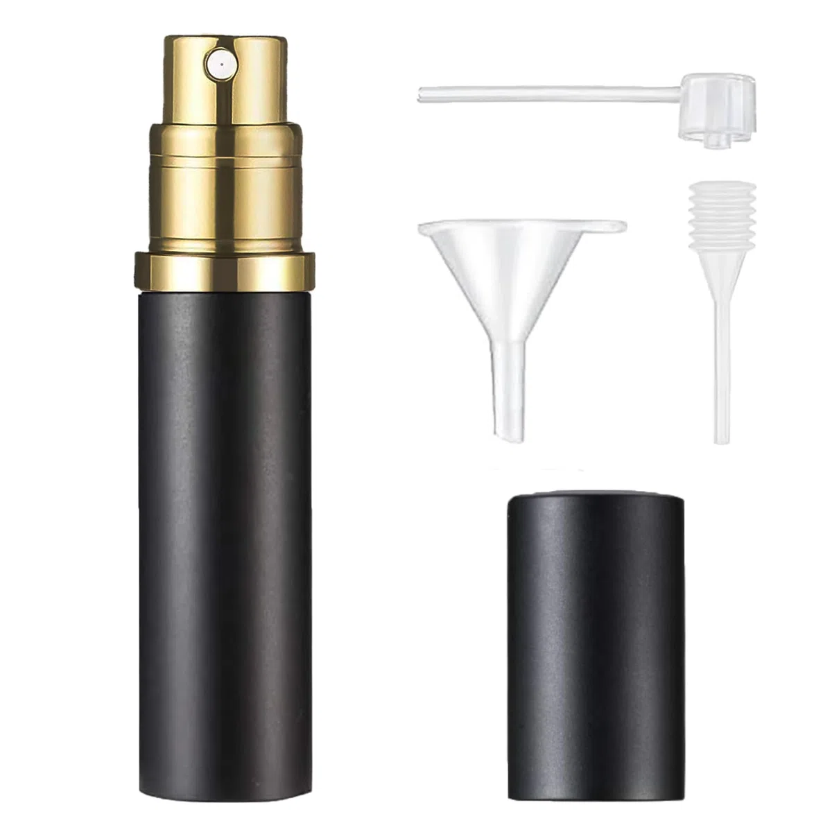 Rozpylacz do perfum, wielokrotnego napełniania, 10 ml, szczelny, mini atomizer do perfum w podróży, aluminiowy dozownik perfum z 3 narzędziami do napełniania – Butelka Podróżna do Perfum