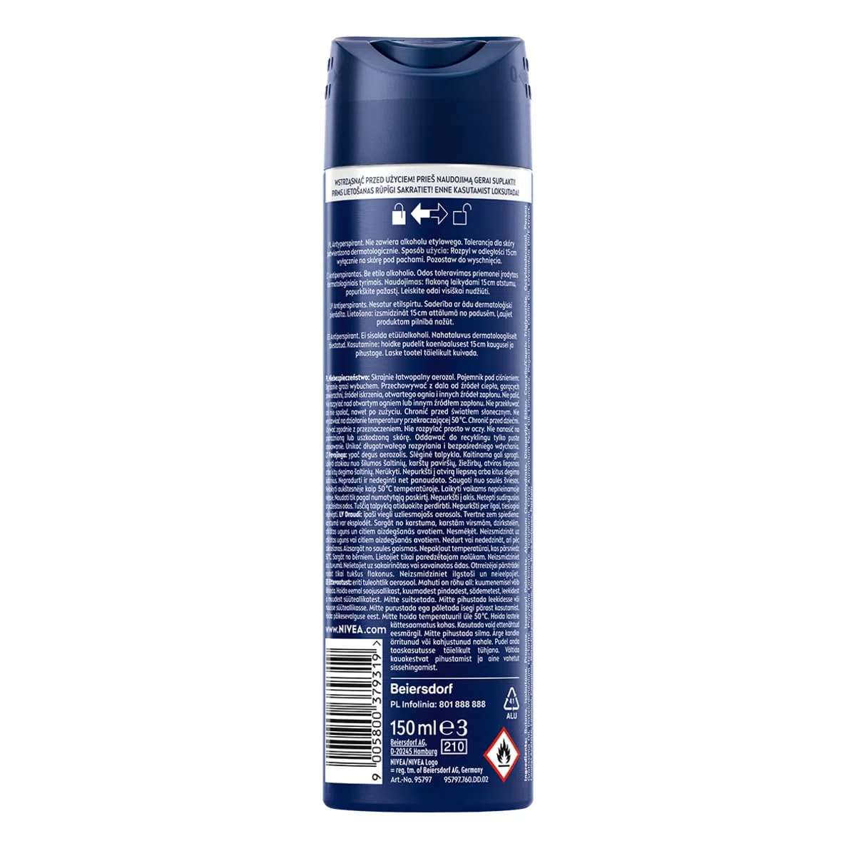 NIVEA MEN Alpine Breeze Antyperspirant dla mężczyzn spray - 72h ochrony przed potem, 150 ml