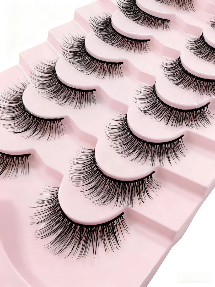 Naturalne rzęsy, Wispy Strip Lashes naturalny wygląd, sztuczne rzęsy wielokrotnego użytku, sztuczne rzęsy z norek, puszyste rzęsy