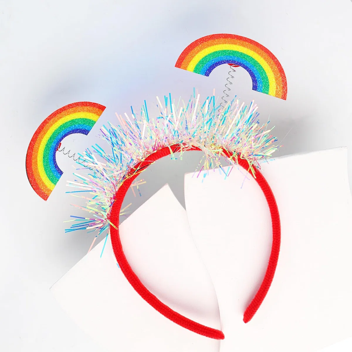 Regenbogen Opaska na głowę Błyszcząca Frędzel Ozdoba Do Włosów Kolorowe Serce Opaska Dla Kobiet Dziewczyn Dzieci Pride Parady Imprezy Akcesoria Do Głowy (B)