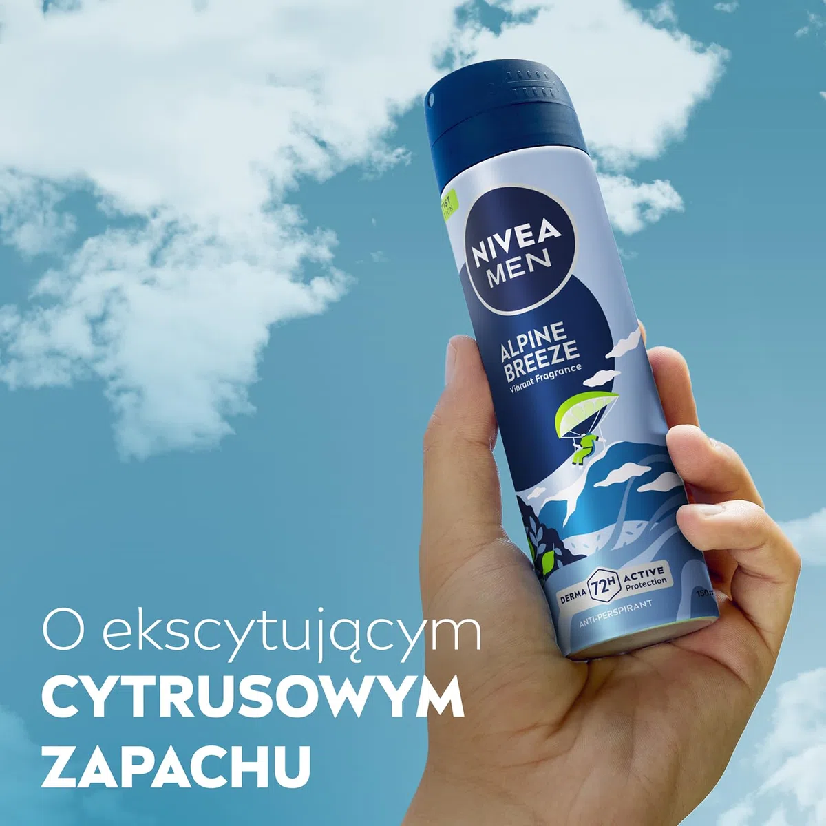 NIVEA MEN Alpine Breeze Antyperspirant dla mężczyzn spray - 72h ochrony przed potem, 150 ml