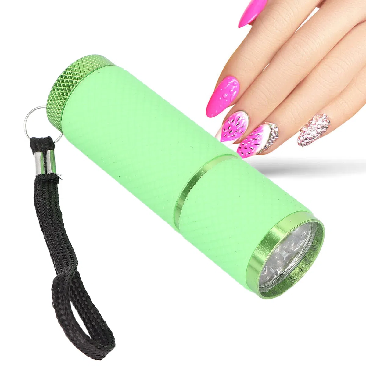 Latarka do paznokci, mini lampa do paznokci UV LED do żelowych paznokci 9 latarka LED przenośna suszarka do paznokci maszyna do paznokci narzędzia do zdobienia paznokci światło UV (zielony)