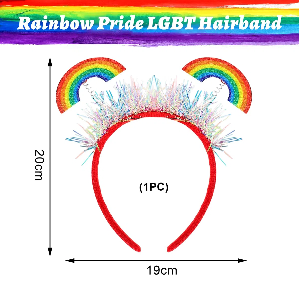Regenbogen Opaska na głowę Błyszcząca Frędzel Ozdoba Do Włosów Kolorowe Serce Opaska Dla Kobiet Dziewczyn Dzieci Pride Parady Imprezy Akcesoria Do Głowy (B)